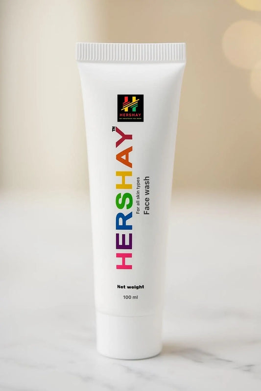 HERSHAY face wash tube on a light background